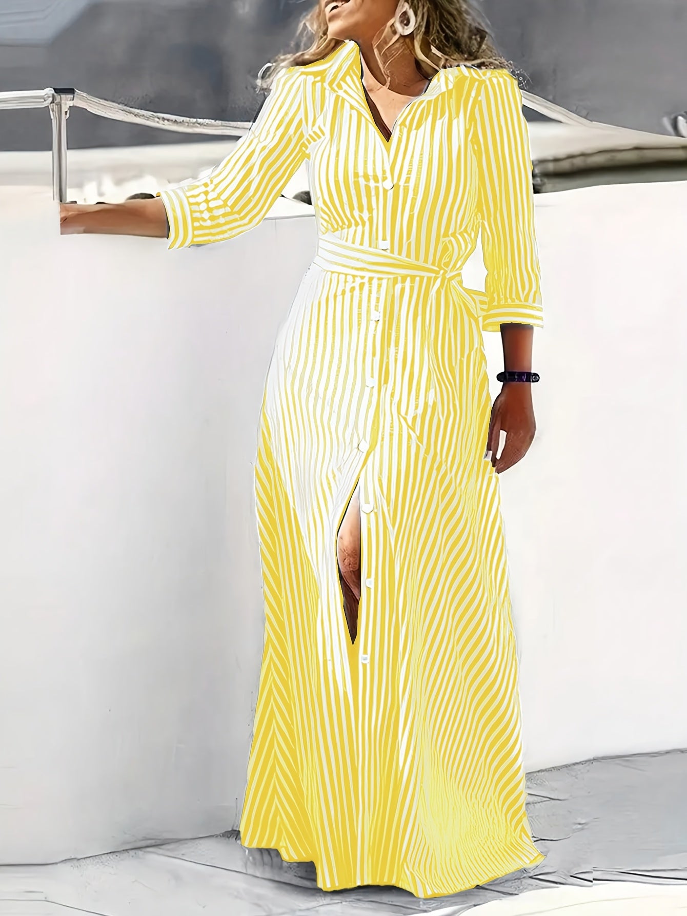 Robe rayée élégante et décontractée pour femme