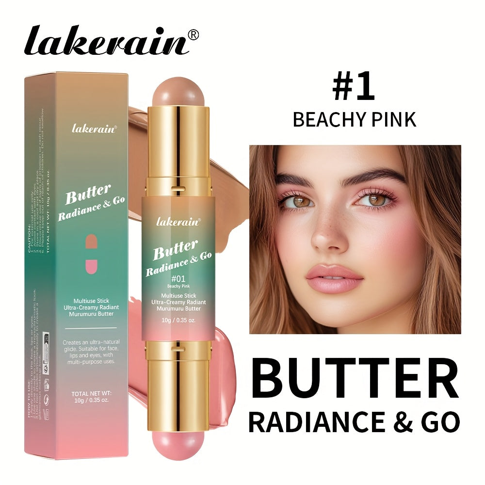 Butter Radiance & Go, Multiuse Stick, Double-ended Blush & Contour, Ultra-Creamy Radiant Finish Formula with Butter, Hydrating Texture, Multi-Use Contour Stick, Multi-purpose Makeup Stick - Blush, Contour, Lipstick, Eyeshadow