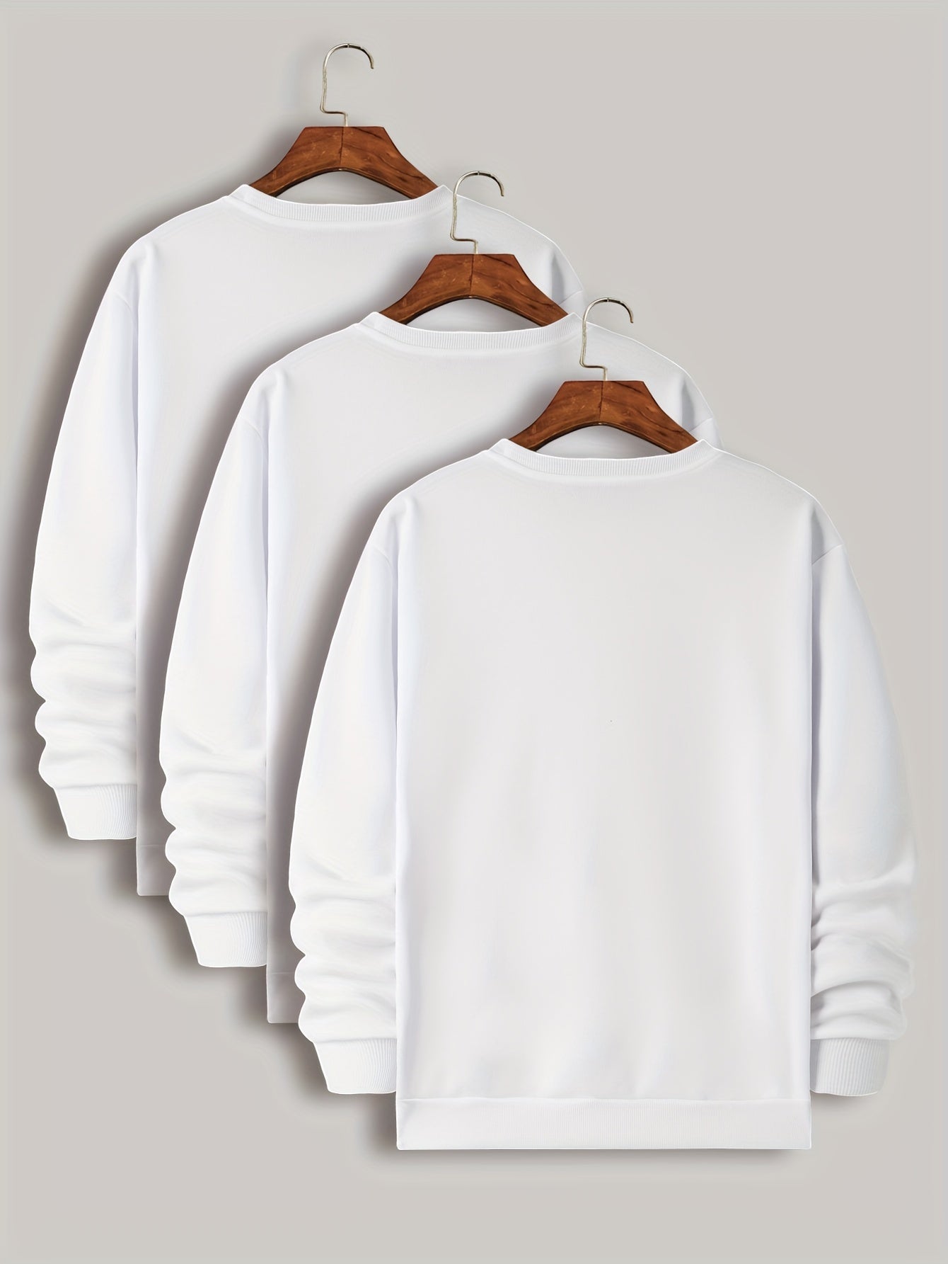 3pcs Sweatshirts Homme Grande Taille – Col Rond, Manches Longues, Printemps/Automne/Hiver