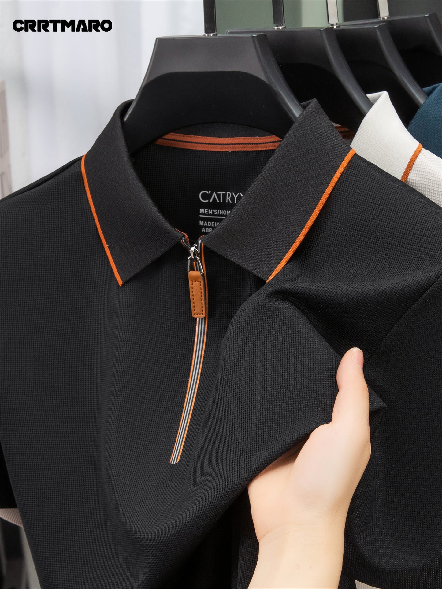 Men'S Casual Polo Shirt | Summer New Half-Zip Lapel Collar Short Sleeve T-Shirt, Slight Stretch Fabric, Solid Color