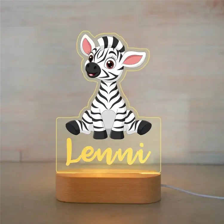 Personalized Animal Night Light with Custom Name – Acrylic LED Lamp for Kids' Bedrooms