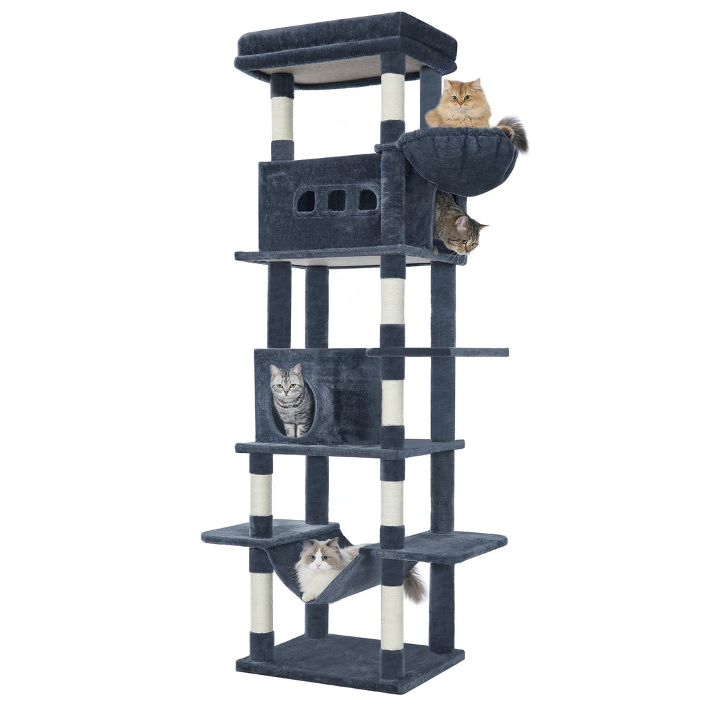 210 cm Multi-Level Cat Tree – Cat Tower with Condo, 8 Scratching Posts & Pom-Pom Toys