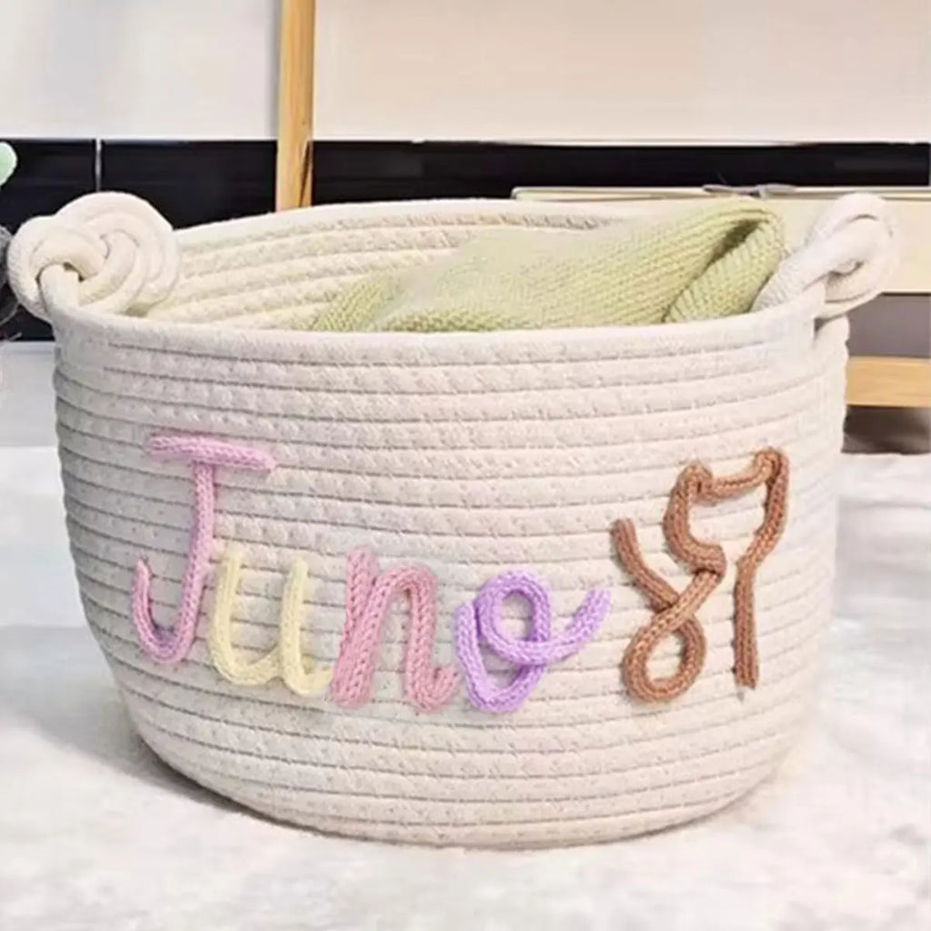 Personalized Cotton Rope Pet Toy Basket – Custom Storage Basket for Dogs & Cats