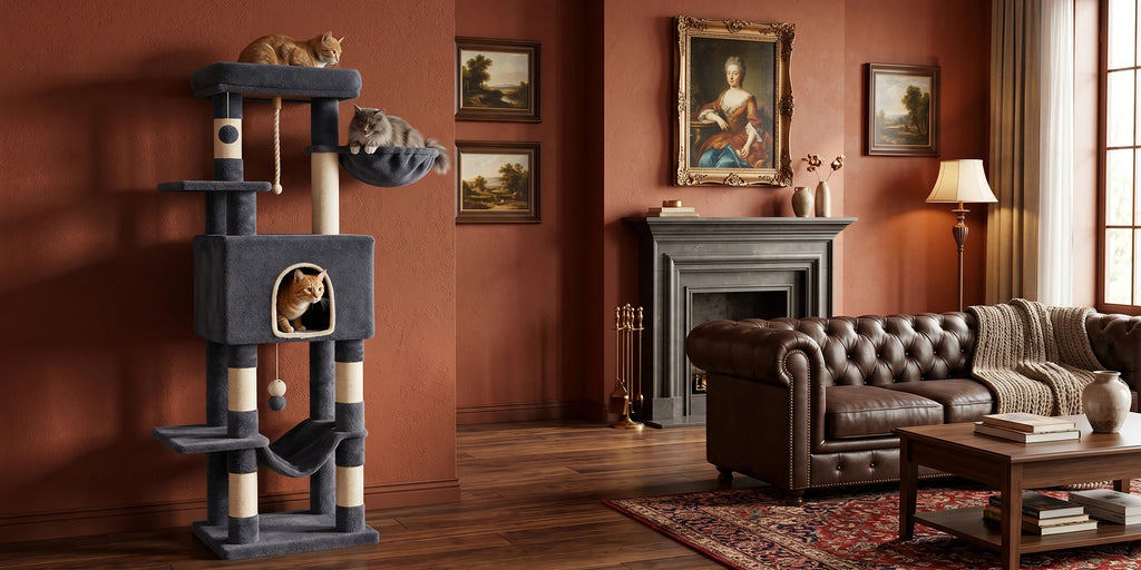 162 cm Multi-Level Cat Tree – Cat Tower with Scratching Posts, Hammock & Hideaway Cave
