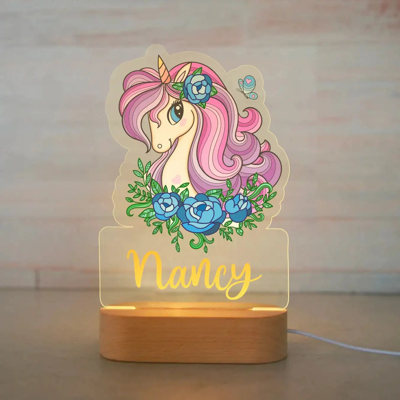Personalized Animal Night Light with Custom Name – Acrylic LED Lamp for Kids' Bedrooms