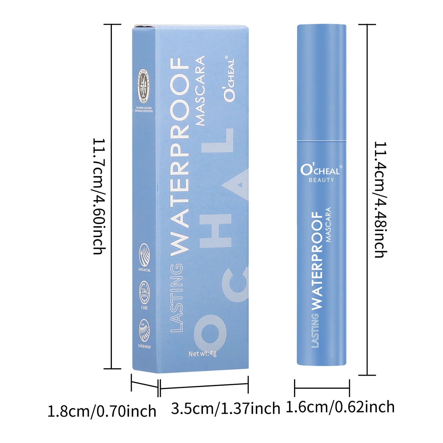 Mascara 10 couleurs waterproof volume recourbant longue tenue bleu saphir et rose