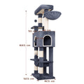 162 cm Multi-Level Cat Tree – Cat Tower with Scratching Posts, Hammock & Hideaway Cave