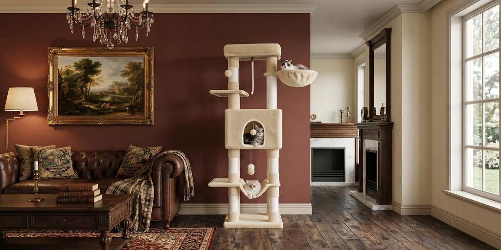 162 cm Multi-Level Cat Tree – Cat Tower with Scratching Posts, Hammock & Hideaway Cave