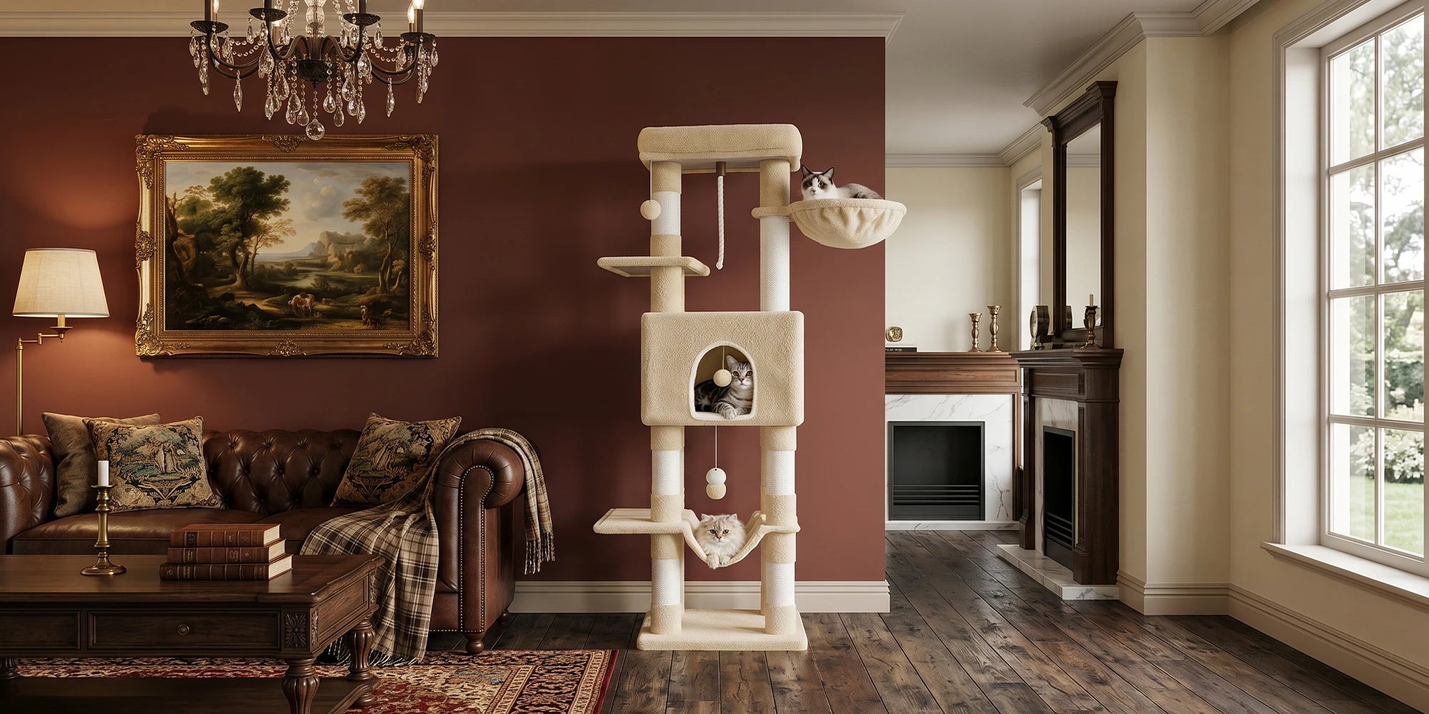 162 cm Multi-Level Cat Tree – Cat Tower with Scratching Posts, Hammock & Hideaway Cave