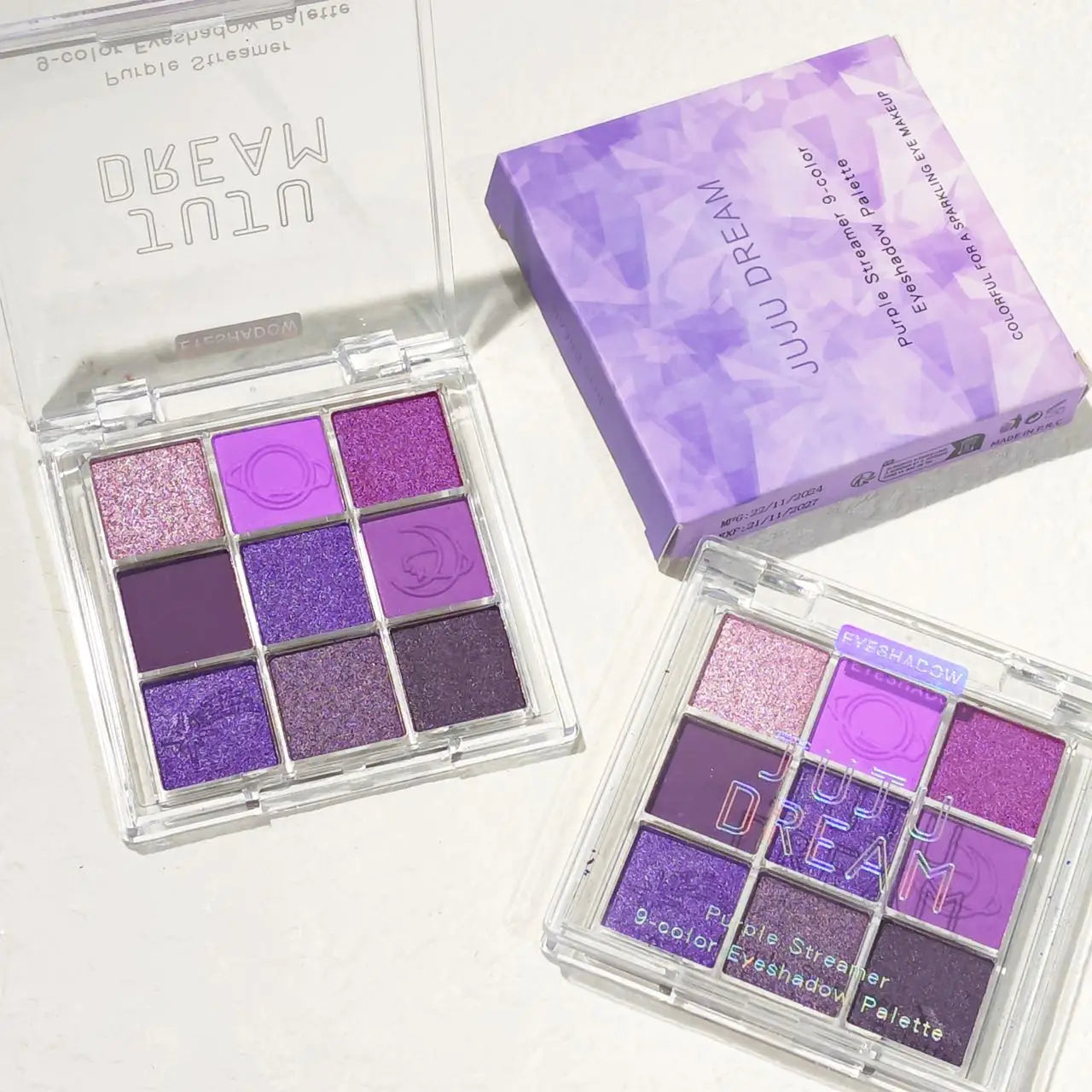 **« Palette fards à paupières 9 cases – Violet smoky et mat nacré, parfait pour un maquillage envoûtant »**