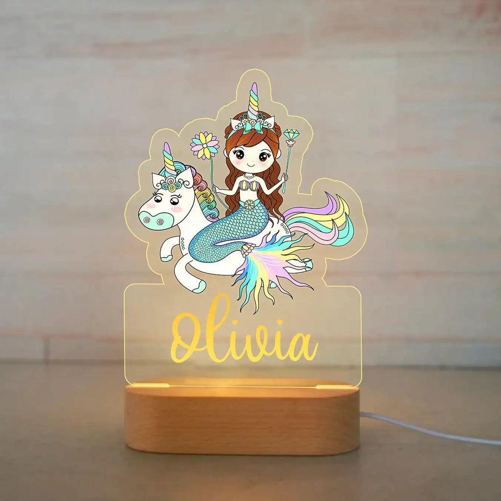 Personalized Animal Night Light with Custom Name – Acrylic LED Lamp for Kids' Bedrooms