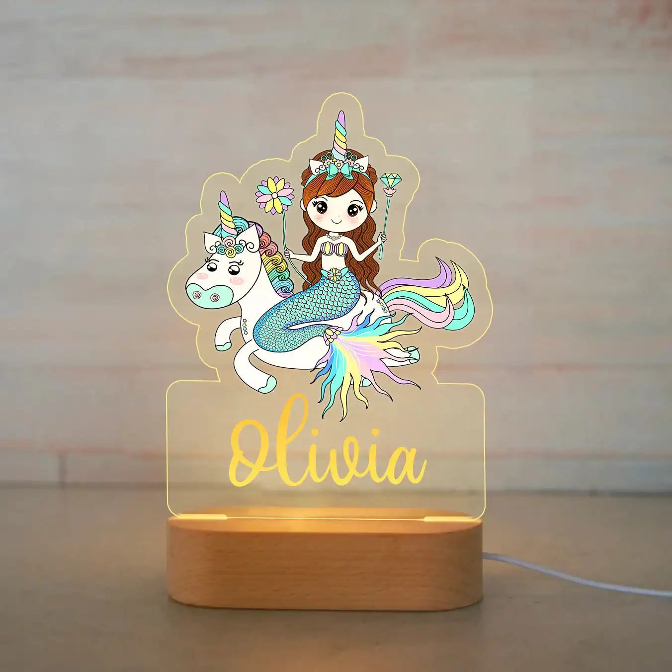 Personalized Animal Night Light with Custom Name – Acrylic LED Lamp for Kids' Bedrooms