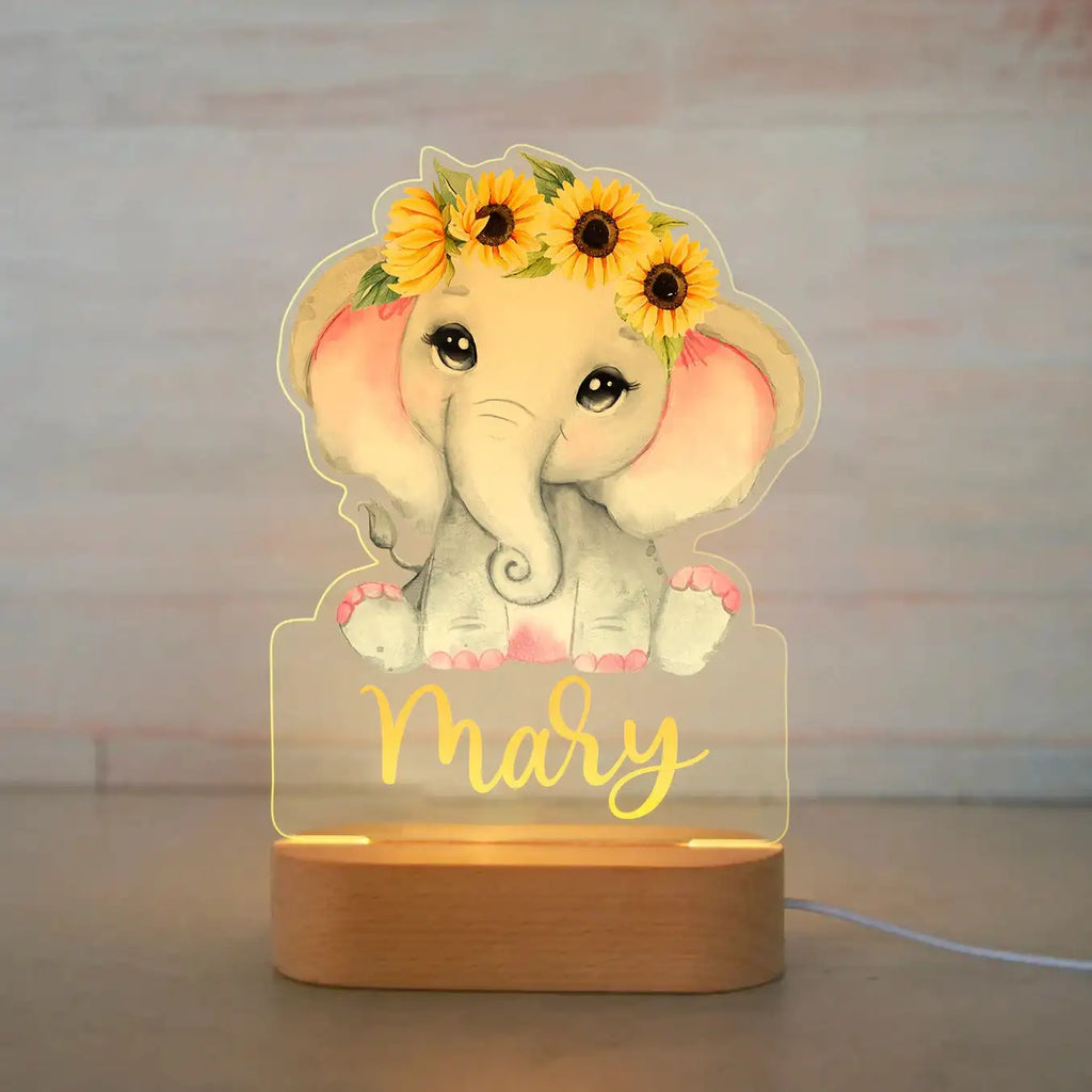 Personalized Animal Night Light with Custom Name – Acrylic LED Lamp for Kids' Bedrooms