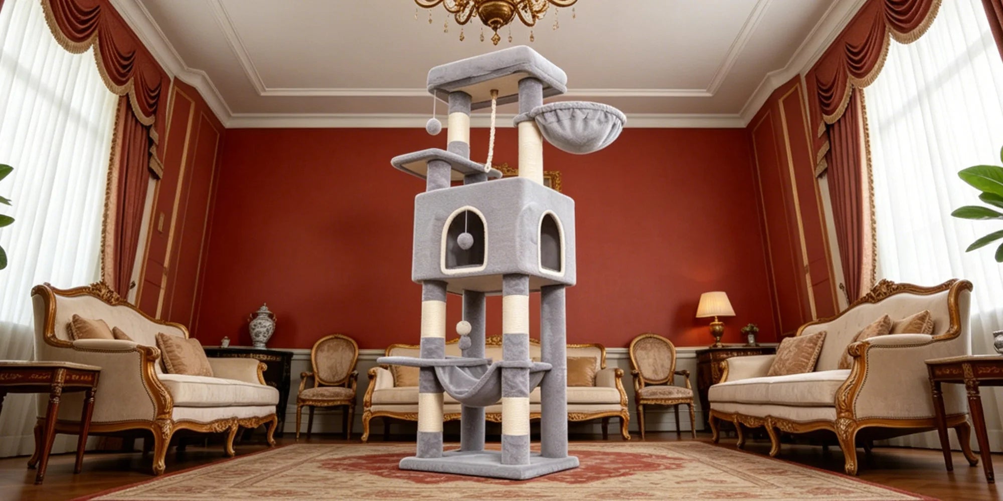 162 cm Multi-Level Cat Tree – Cat Tower with Scratching Posts, Hammock & Hideaway Cave