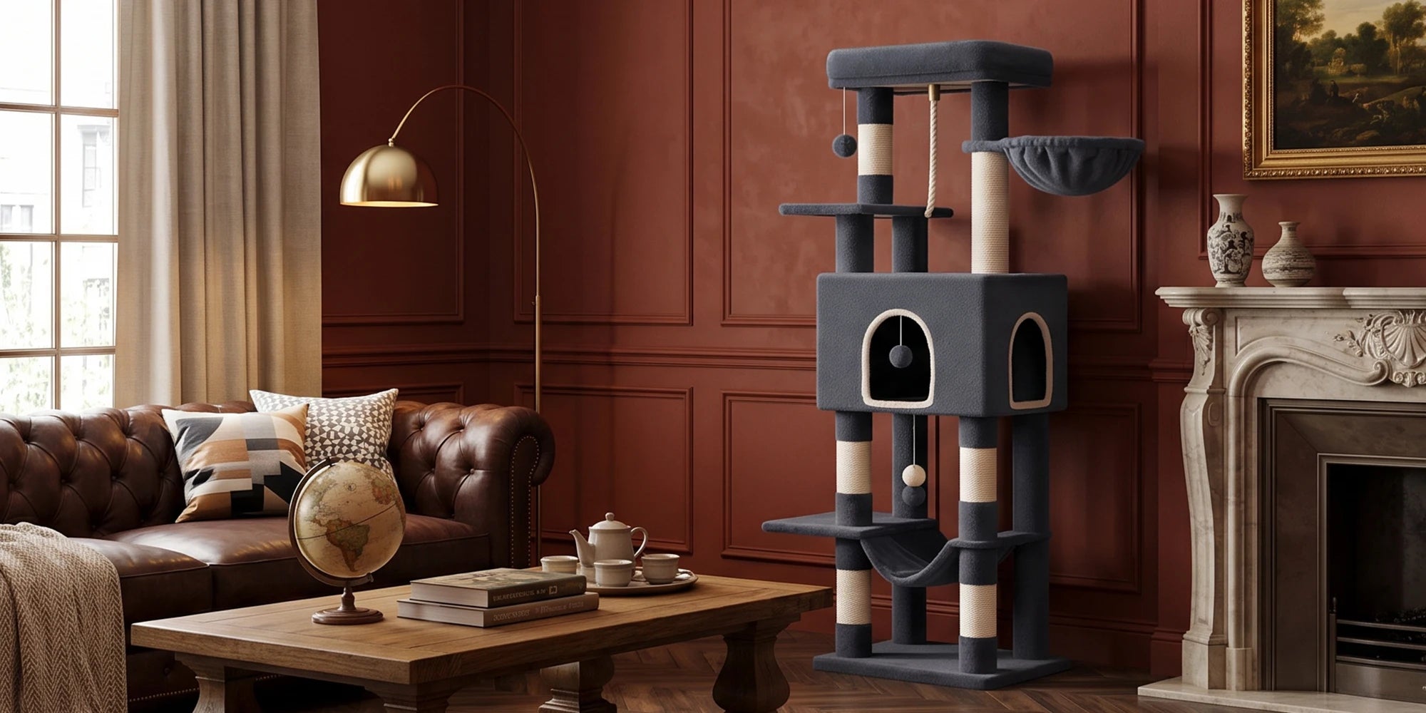 162 cm Multi-Level Cat Tree – Cat Tower with Scratching Posts, Hammock & Hideaway Cave