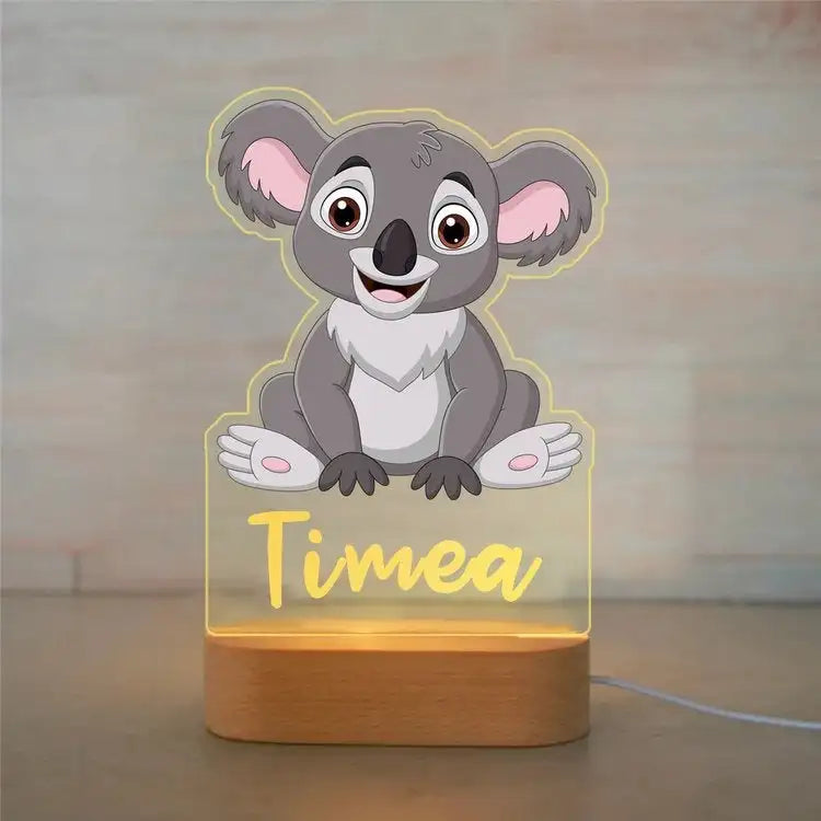 Personalized Animal Night Light with Custom Name – Acrylic LED Lamp for Kids' Bedrooms