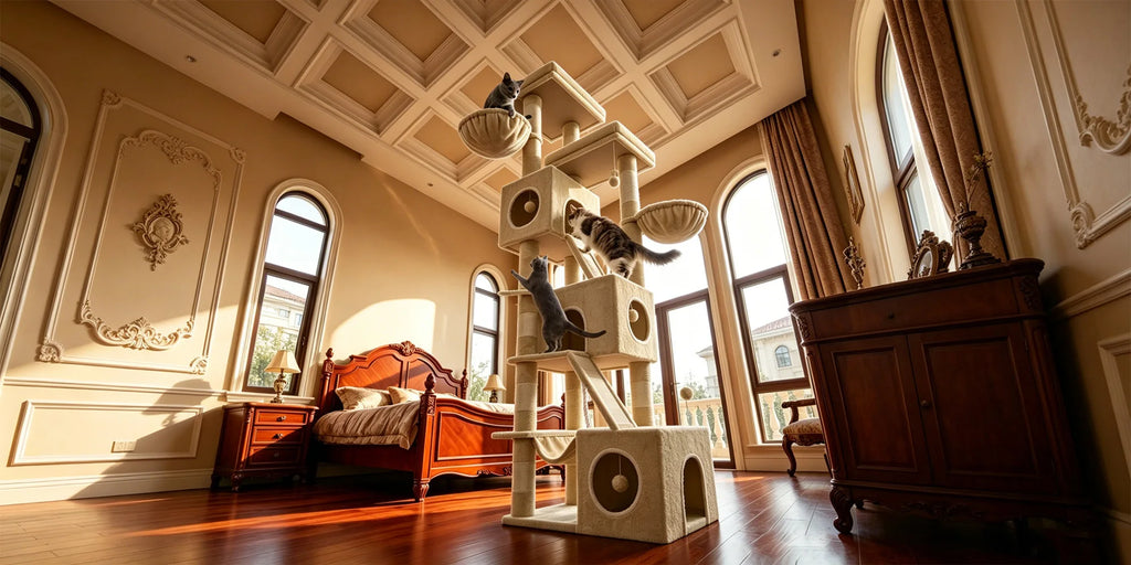 210 cm Multi-Level Cat Tree – Cat Tower with Condo, 8 Scratching Posts & Pom-Pom Toys