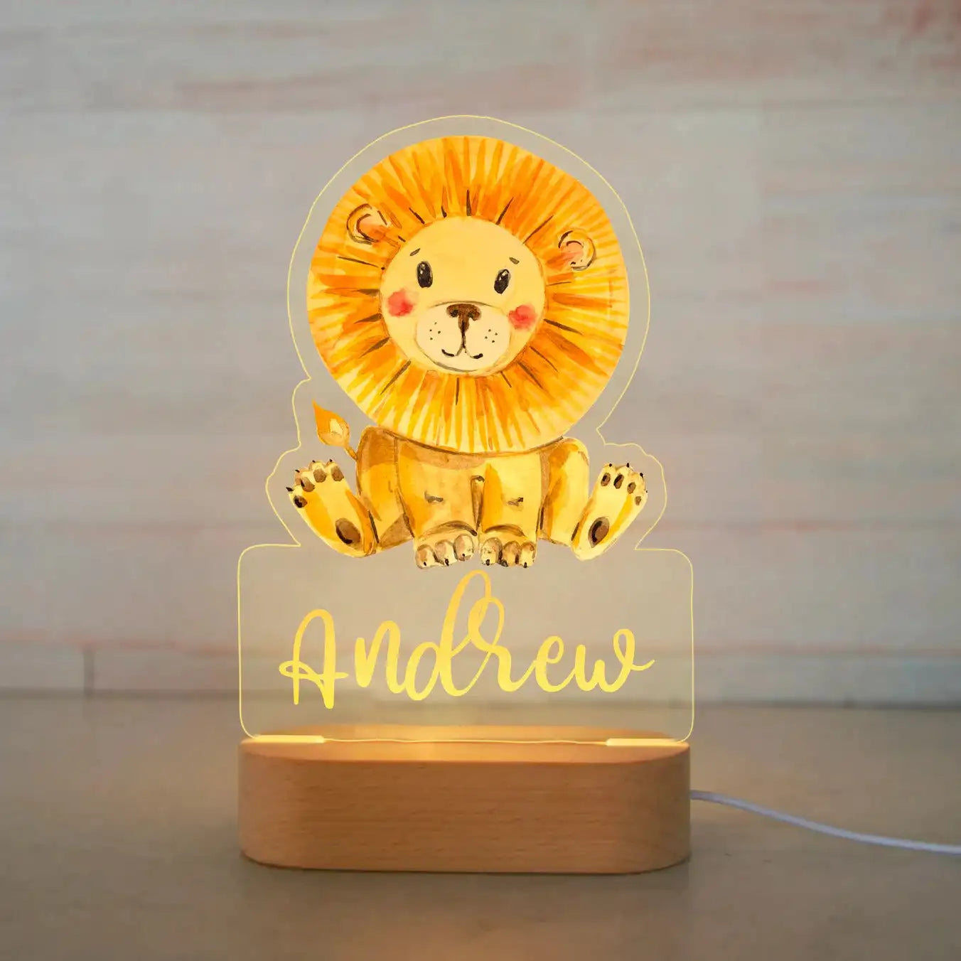Personalized Animal Night Light with Custom Name – Acrylic LED Lamp for Kids' Bedrooms