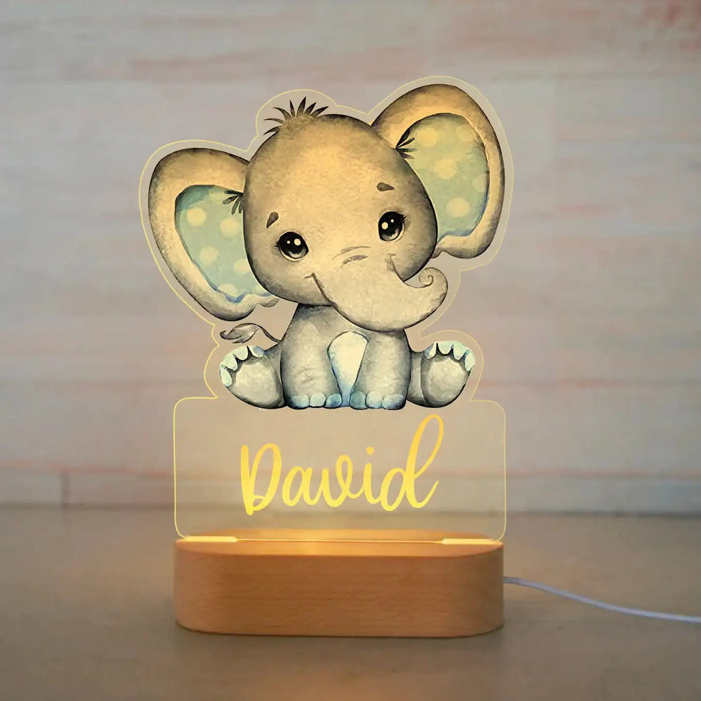 Personalized Animal Night Light with Custom Name – Acrylic LED Lamp for Kids' Bedrooms