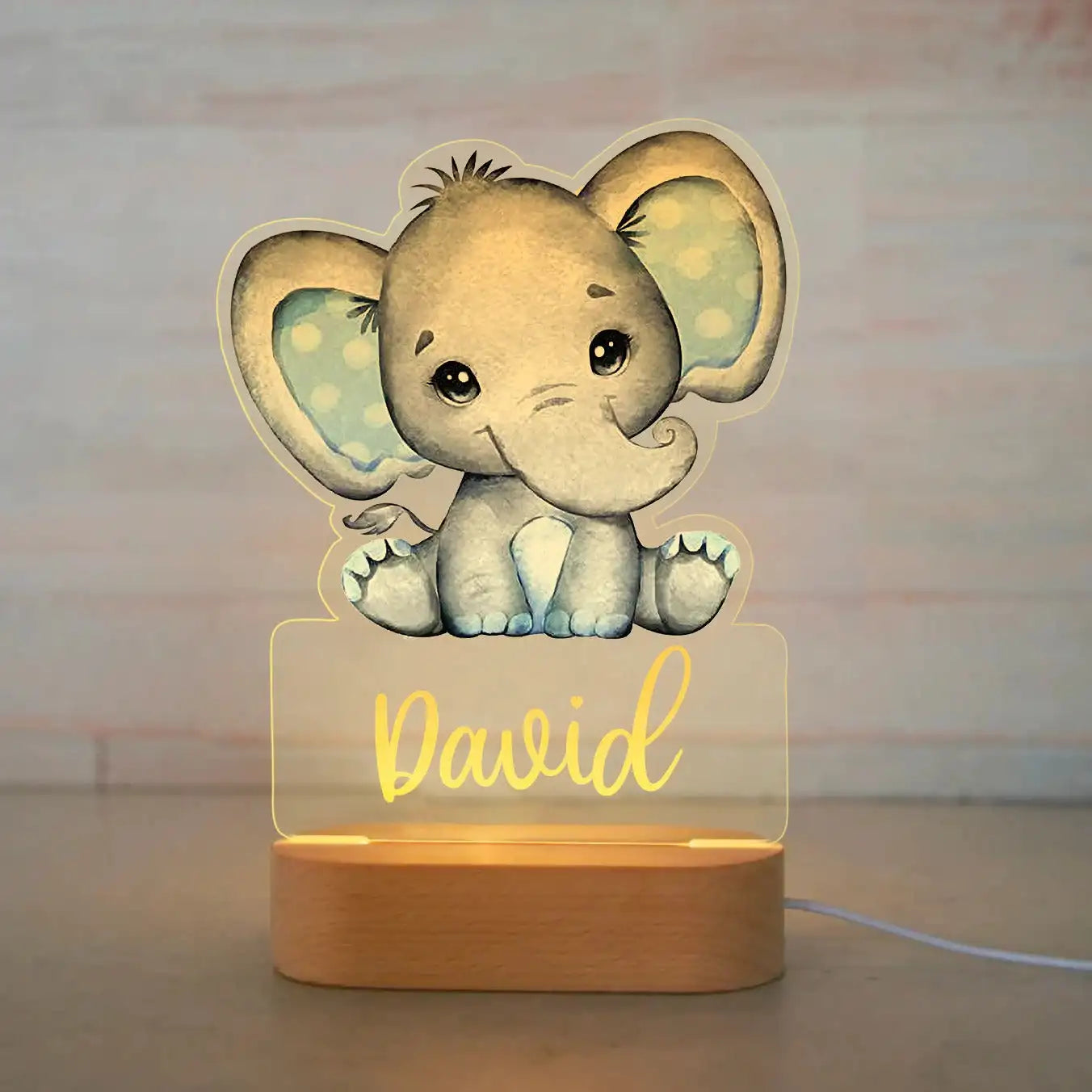 Personalized Animal Night Light with Custom Name – Acrylic LED Lamp for Kids' Bedrooms