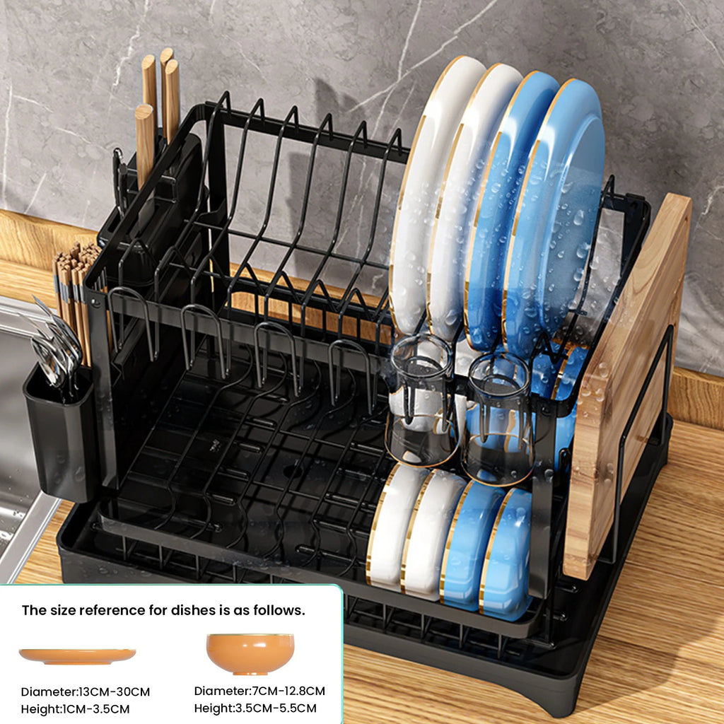 2-Tier Dish Drying Rack with Self-Draining System – Carbon Steel Kitch ...