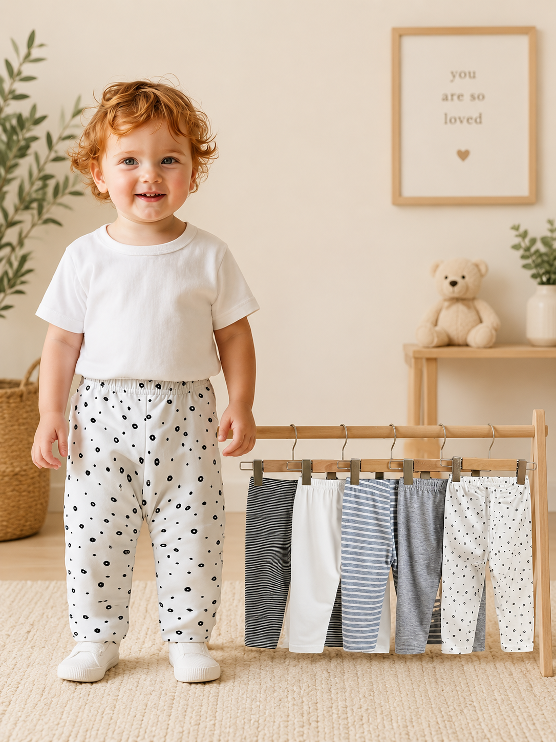 3-Pack Baby Boys' Ribbed Knit Pants – Brushed Cotton Trousers with Elastic Waist