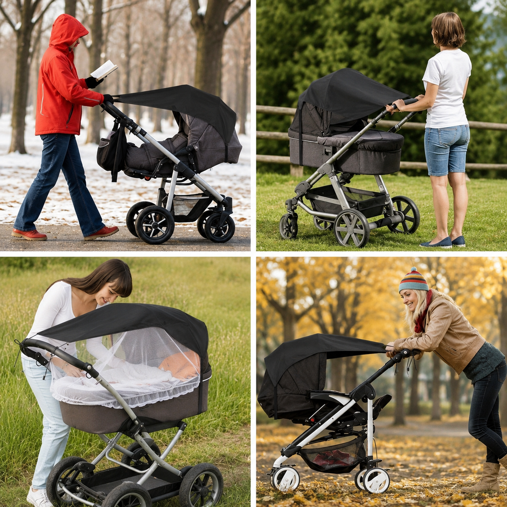 Universal Baby Stroller Sun Shade – UV Protection Canopy for Strollers & Infant Car Seats