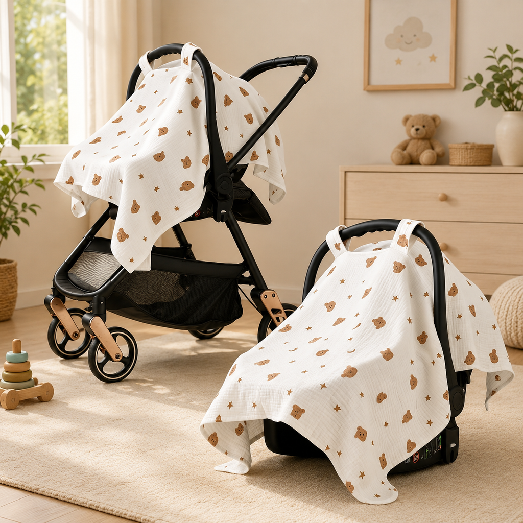 Premium Baby Car Seat & Stroller Cover – Windproof, Sun Protection, Mosquito Net & Dust Cover for Newborns