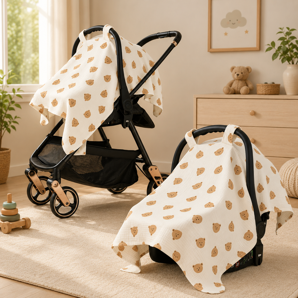 Premium Baby Car Seat & Stroller Cover – Windproof, Sun Protection, Mosquito Net & Dust Cover for Newborns