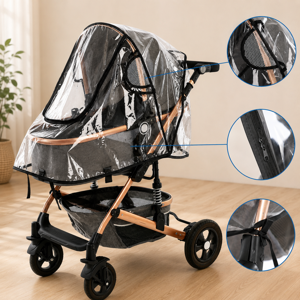 Universal Stroller Rain Cover – Waterproof & Windproof Weather Shield for Baby Protection