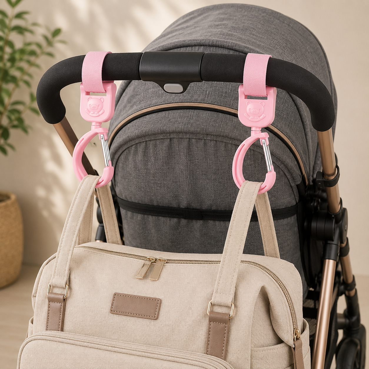 2-Pack 360° Rotating Stroller Hooks – Universal Multi-Purpose Hooks for Diaper Bags, Handbags & Baby Essentials