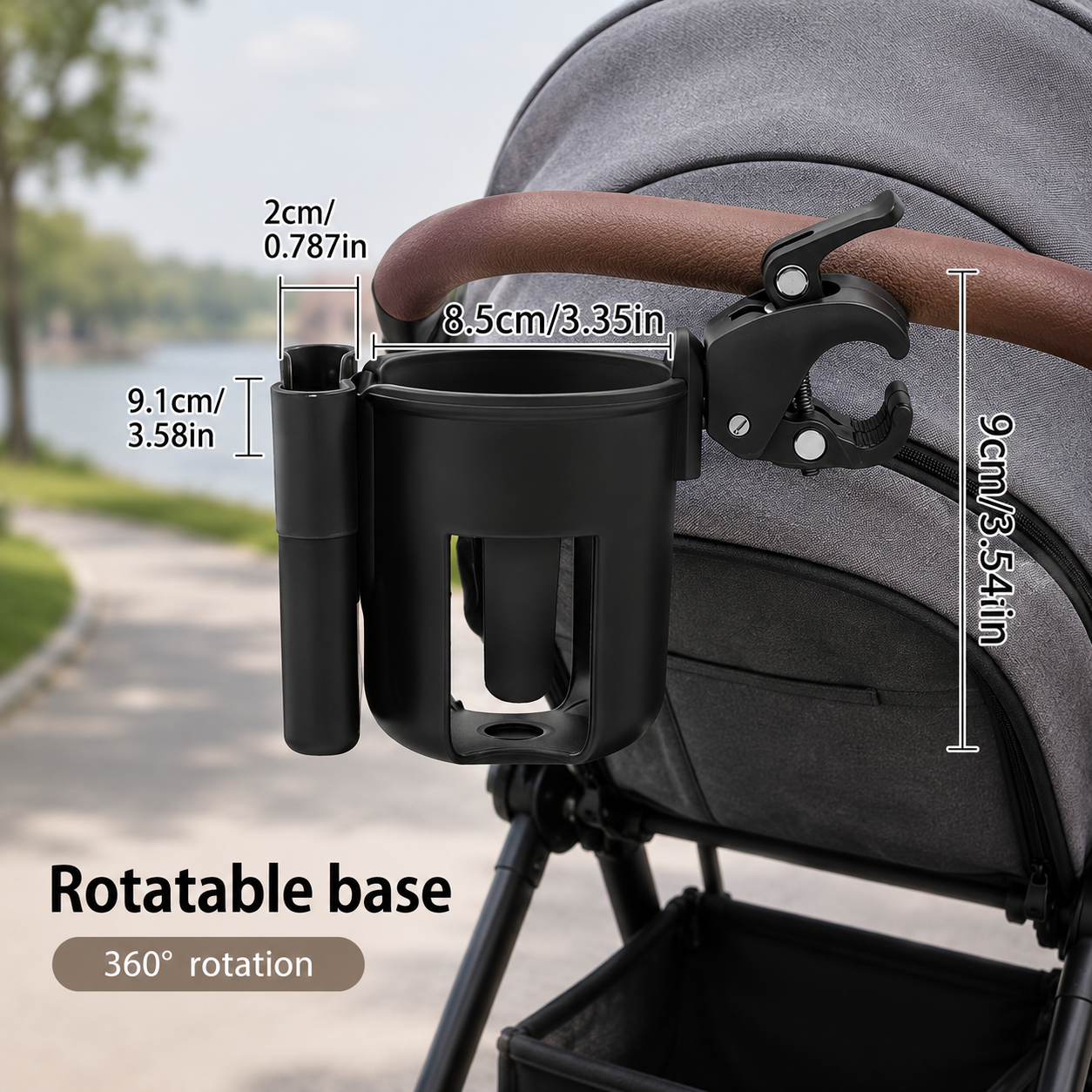 2-in-1 Universal Stroller Cup Holder with Phone Holder – Adjustable Bottle & Drink Holder for Strollers, Bikes & Wheelchairs