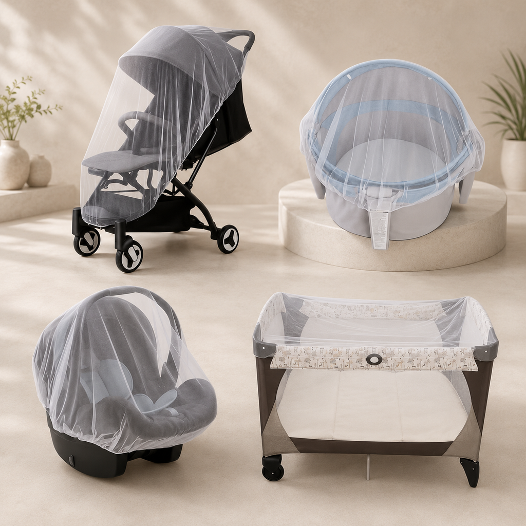 Universal White Stroller Mosquito Net – Breathable Insect Protection for Baby Strollers & Bassinets