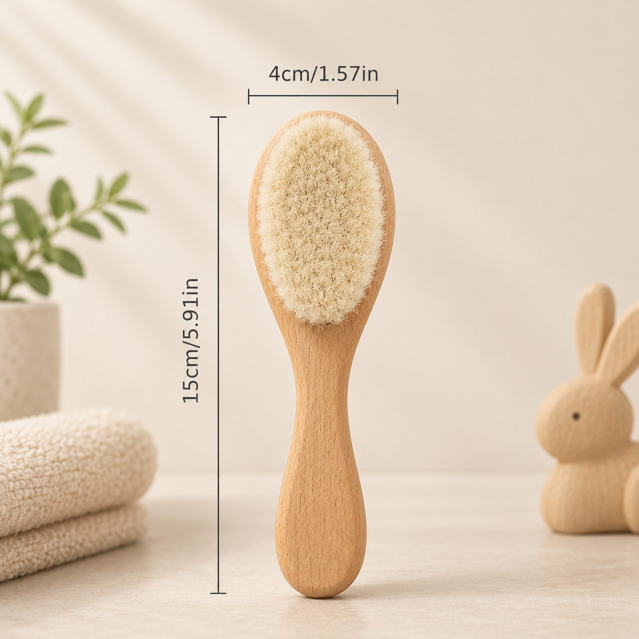 2-Piece Baby Hair Brush & Comb Set – Soft Natural Bristles with Wooden Handle for Newborns