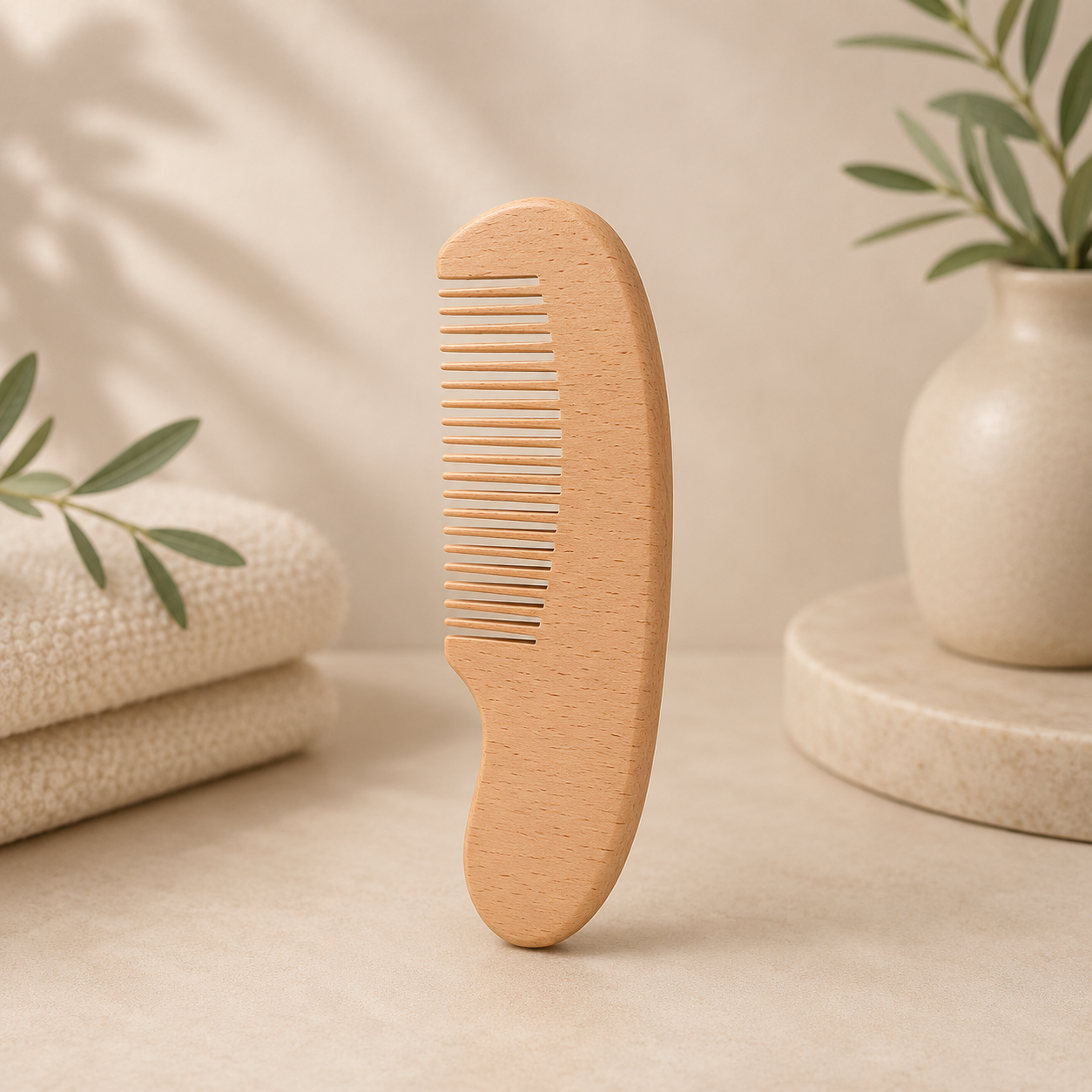 2-Piece Baby Hair Brush & Comb Set – Soft Natural Bristles with Wooden Handle for Newborns