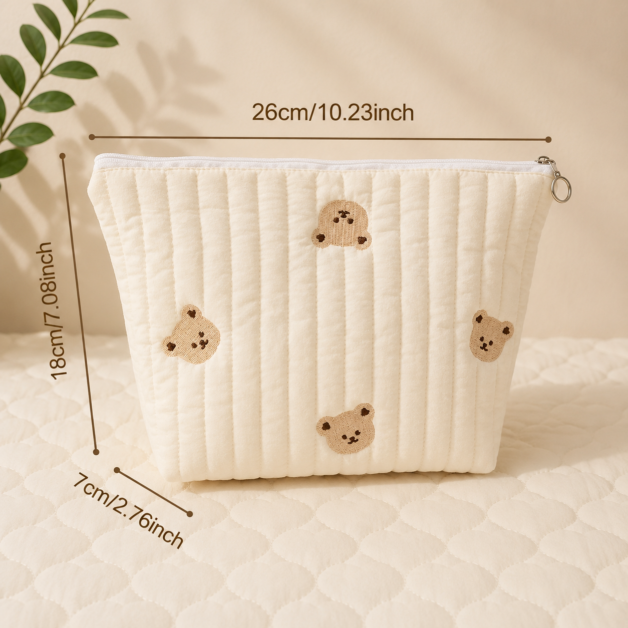Embroidered Cartoon Diaper Bag – Portable Baby Diaper Bag with Zipper Closure