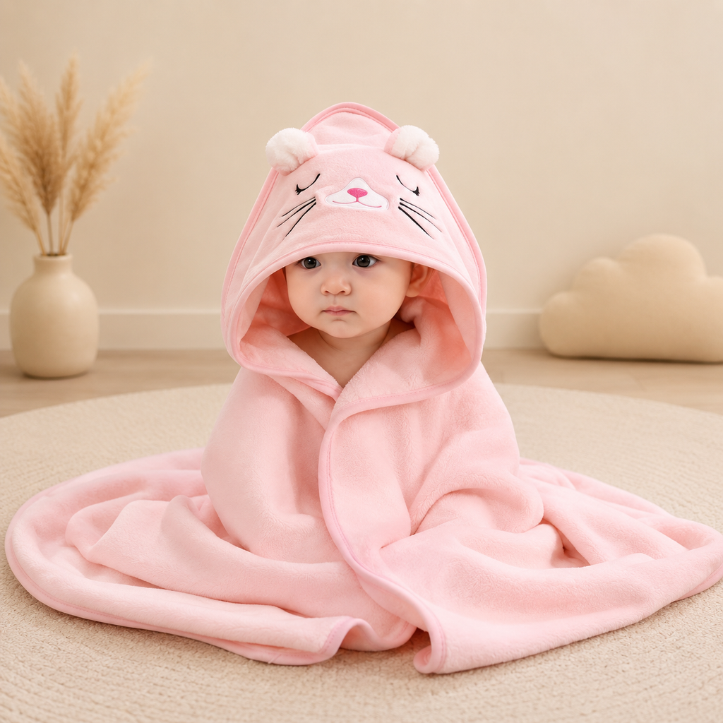 Baby Hooded Bath Towel & Bathrobe – Soft, Ultra-Absorbent Cartoon Towel for Newborns & Toddlers