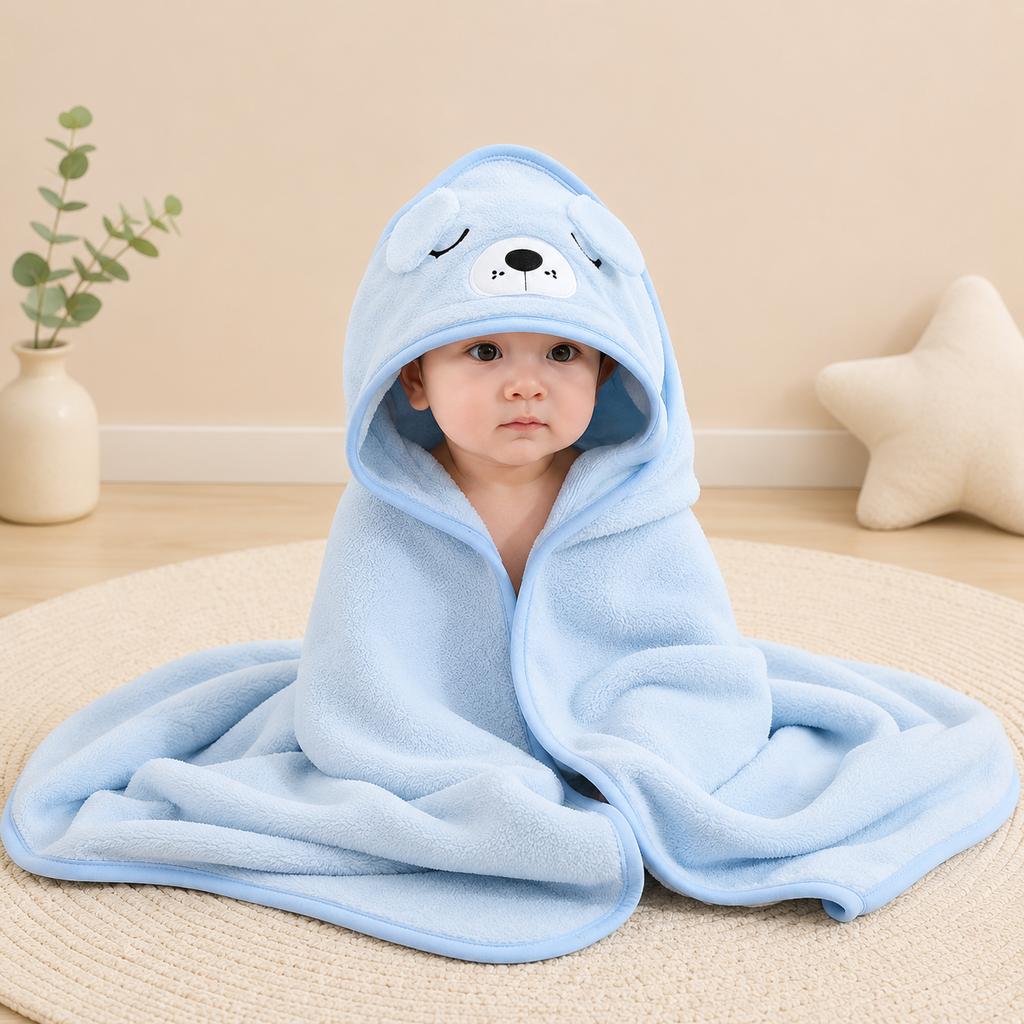 Baby Hooded Bath Towel & Bathrobe – Soft, Ultra-Absorbent Cartoon Towel for Newborns & Toddlers