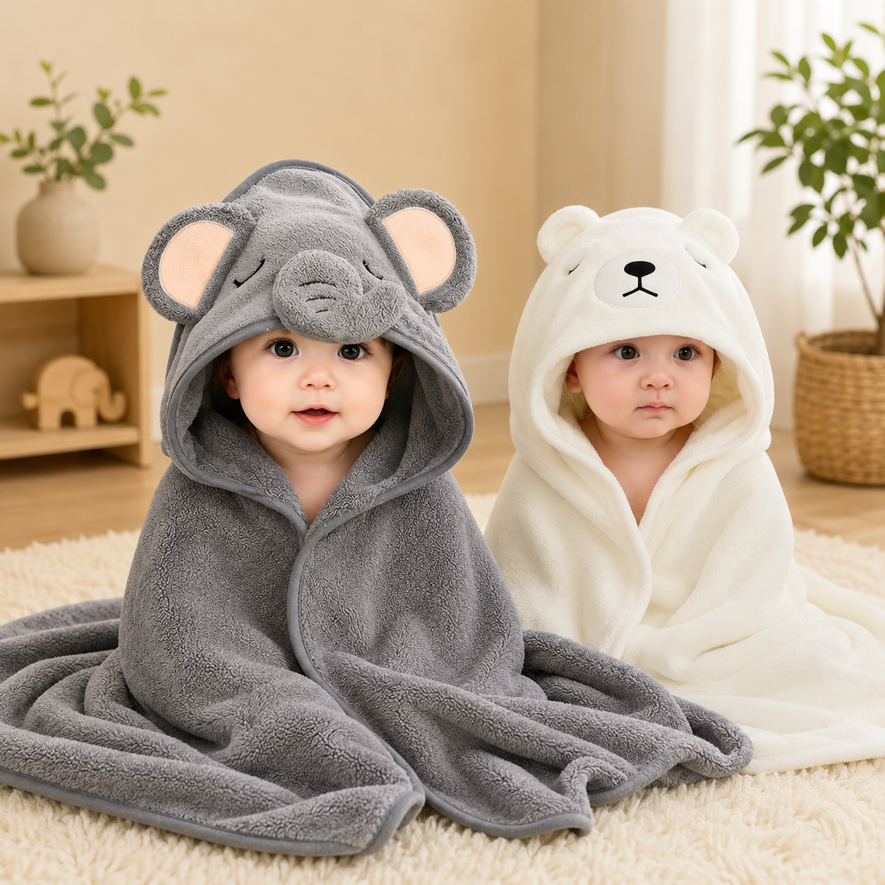 Baby Hooded Bath Towel & Bathrobe – Soft, Ultra-Absorbent Cartoon Towel for Newborns & Toddlers