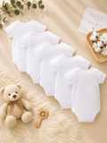 5-Pack Baby Short Sleeve Bodysuits – Solid Color Cotton Onesies for Newborns