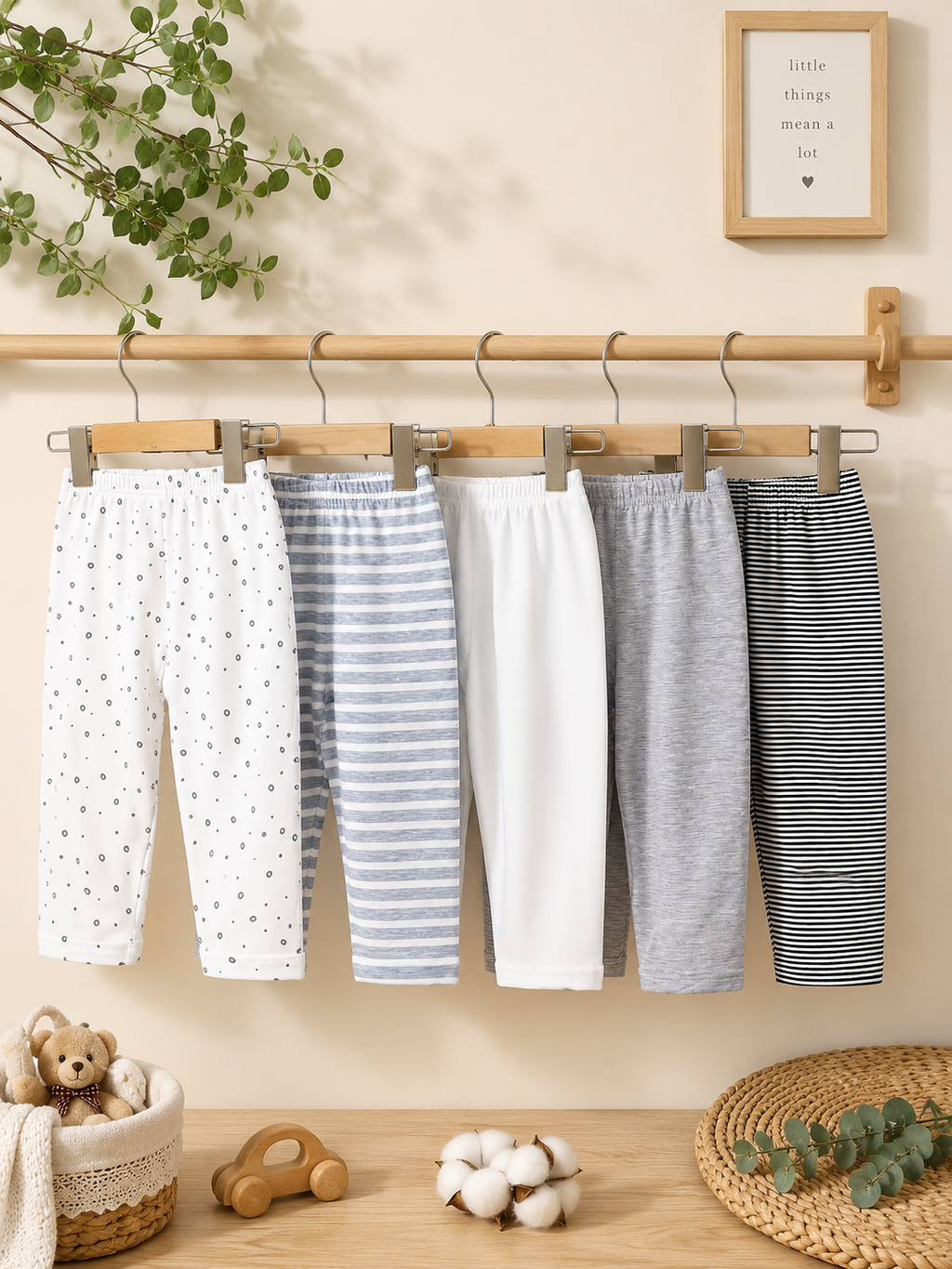 3-Pack Baby Boys' Ribbed Knit Pants – Brushed Cotton Trousers with Elastic Waist