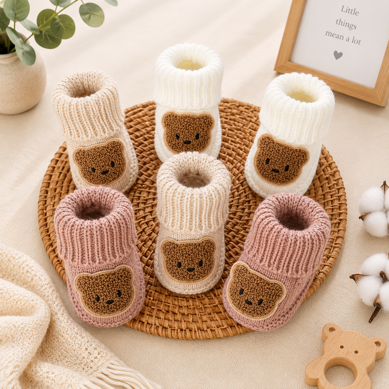 Baby Bear Knee-High Knit Socks – Soft Bow Socks for Newborns & Toddlers