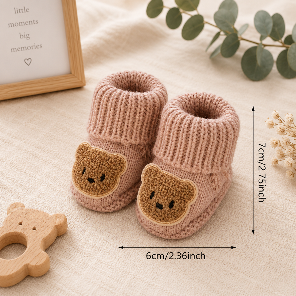 Baby Bear Knee-High Knit Socks – Soft Bow Socks for Newborns & Toddlers