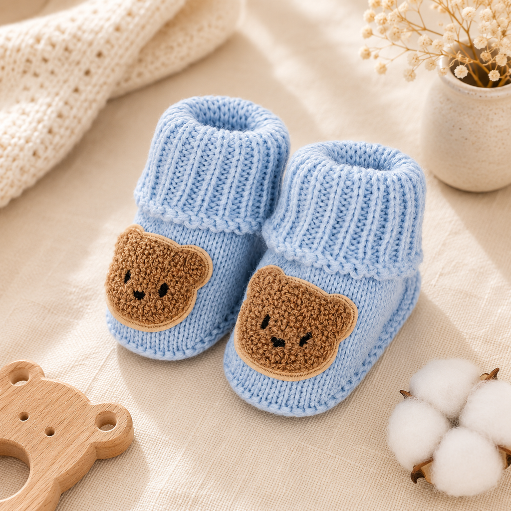 Baby Bear Knee-High Knit Socks – Soft Bow Socks for Newborns & Toddlers