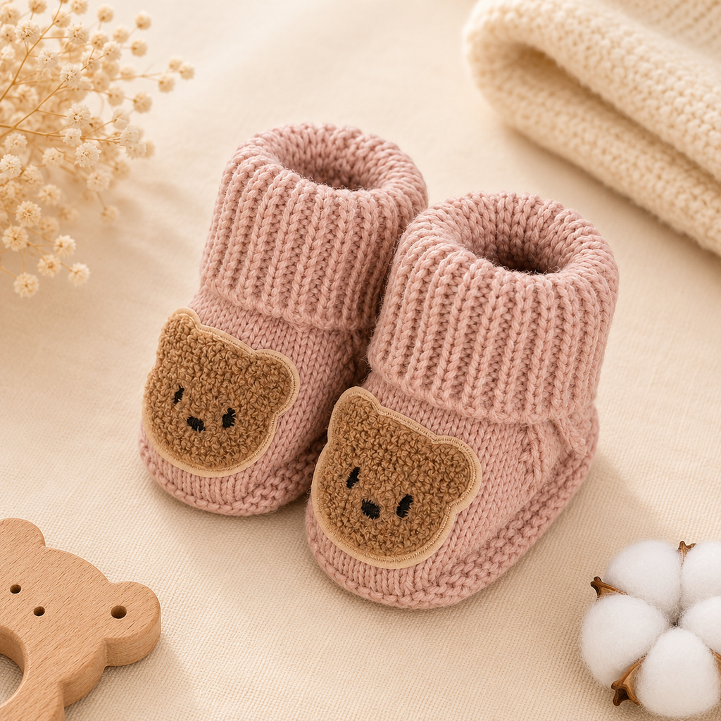 Baby Bear Knee-High Knit Socks – Soft Bow Socks for Newborns & Toddlers