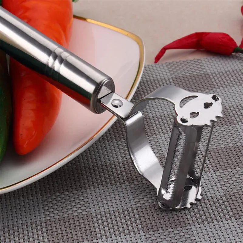 Dual Stainless Steel Julienne Peeler – Vegetable & Fruit Peeler, Potato, Carrot, Cucumber Slicer and Grater Tool