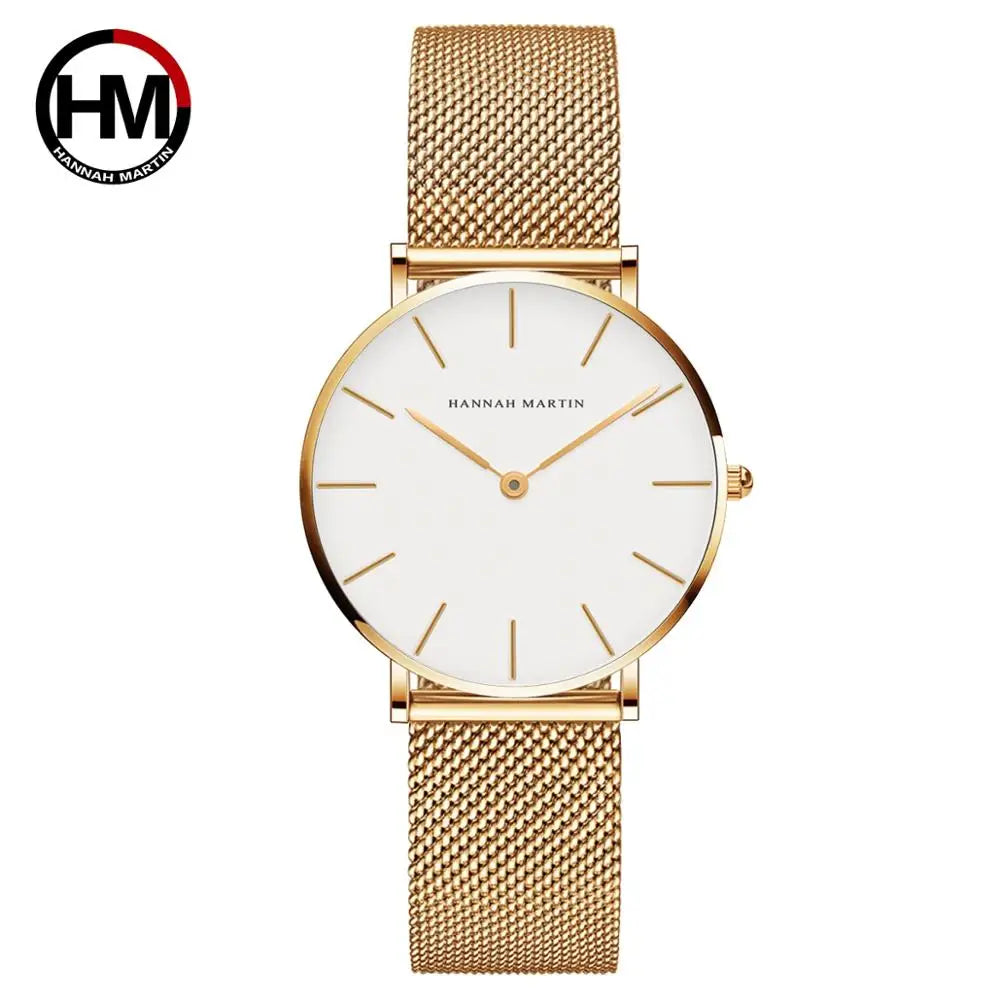 « Montre Femme – Quartz, Étanche, Doré Rose 36 mm »
