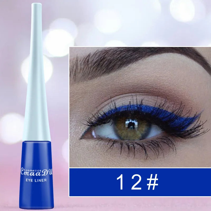 Eyeliner Liquide Néon 17 Couleurs – Crayon Yeux Étanche, Coloré Bleu Vert Jaune Blanc, Maquillage pour Femmes, Cosmétiques Yeux