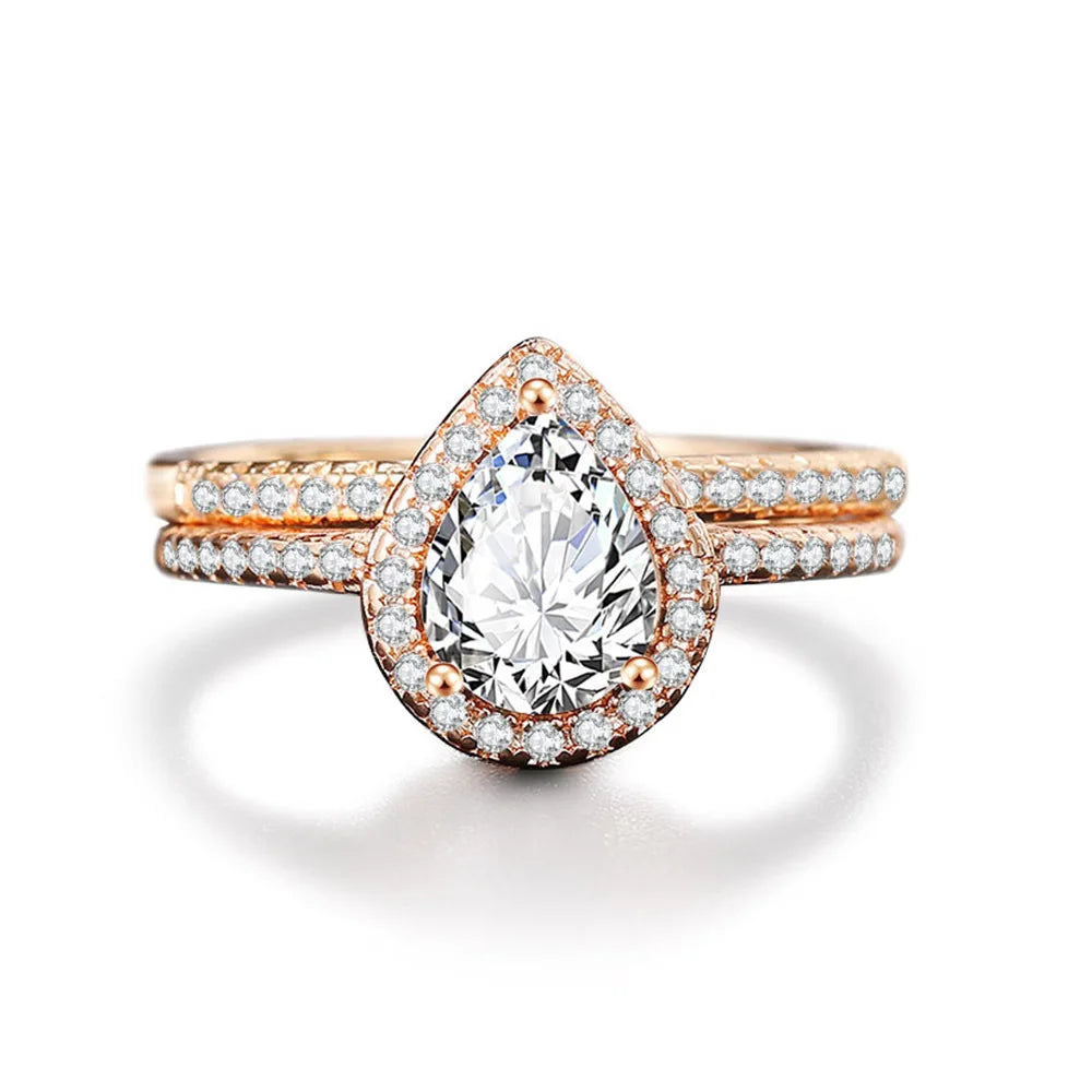 Wholesale Bulk Wedding Rings Couple Set Cubic Zircon Finger Ring Fine Fashion Jewelry