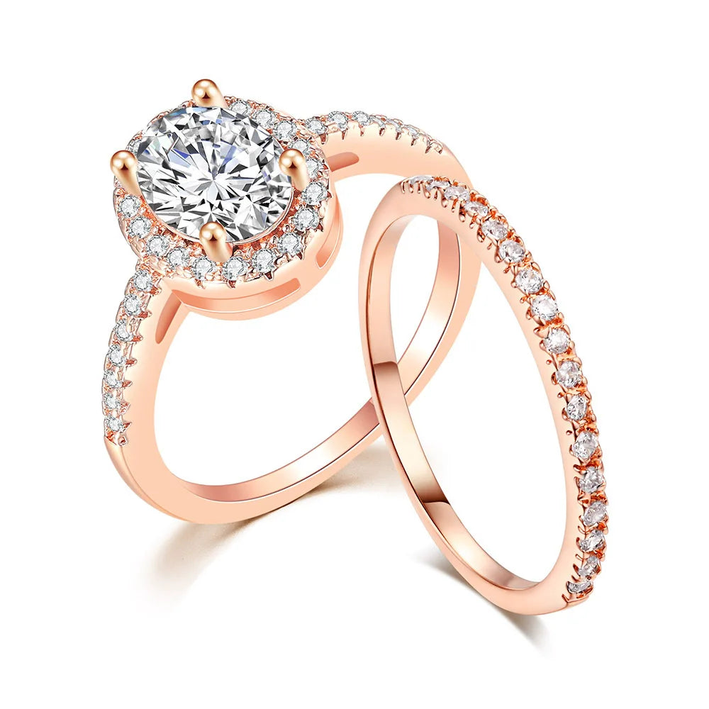 Wholesale Bulk Wedding Rings Couple Set Cubic Zircon Finger Ring Fine Fashion Jewelry